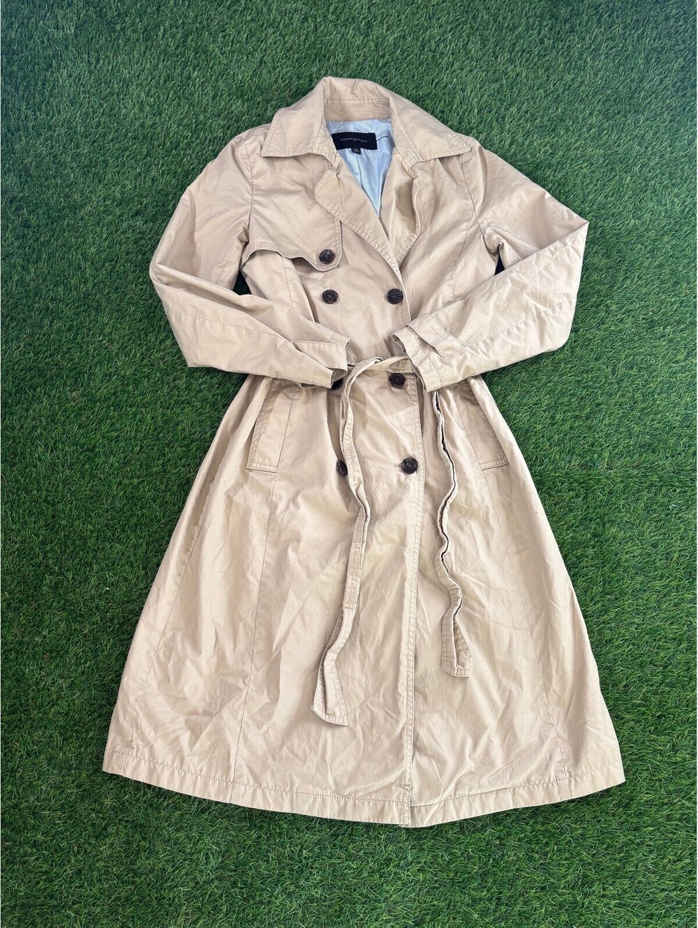 Banana Republic 2000s Beige Cotton Trench Coat, Women’s XS